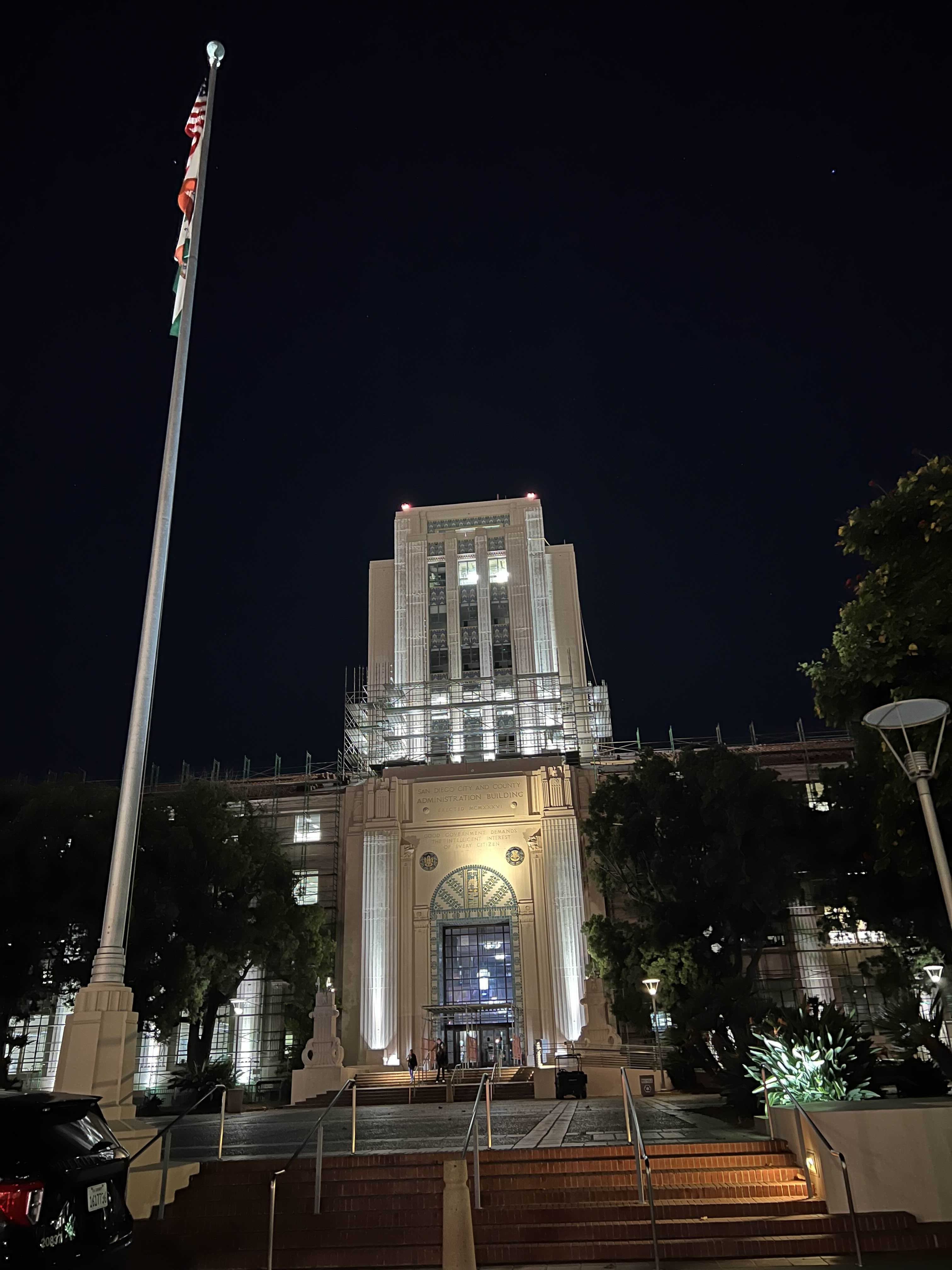 SD City Hall at night