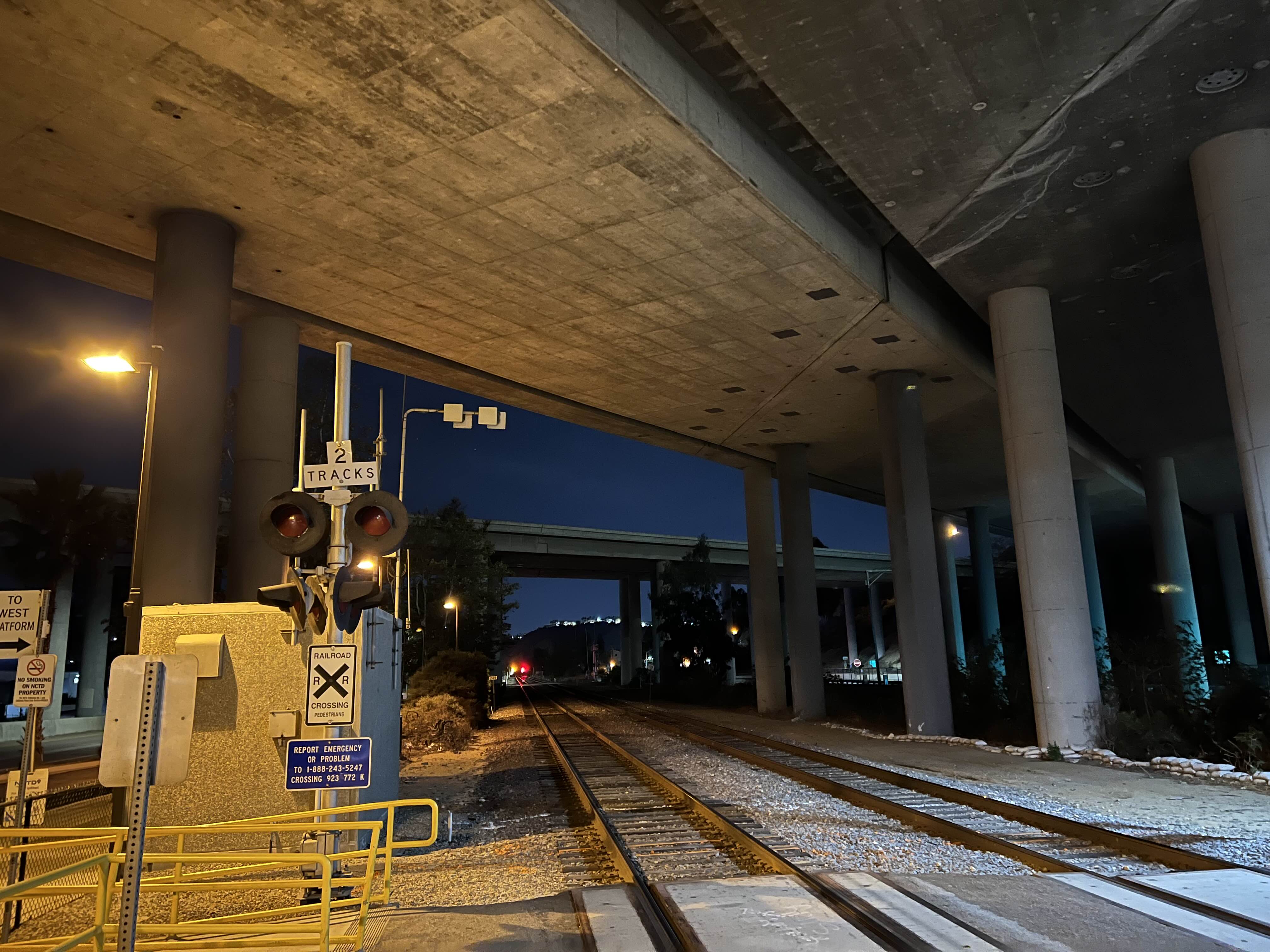 Train station under a bridge